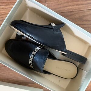 NWT - Marc Fisher Black Mules with Chain Detail